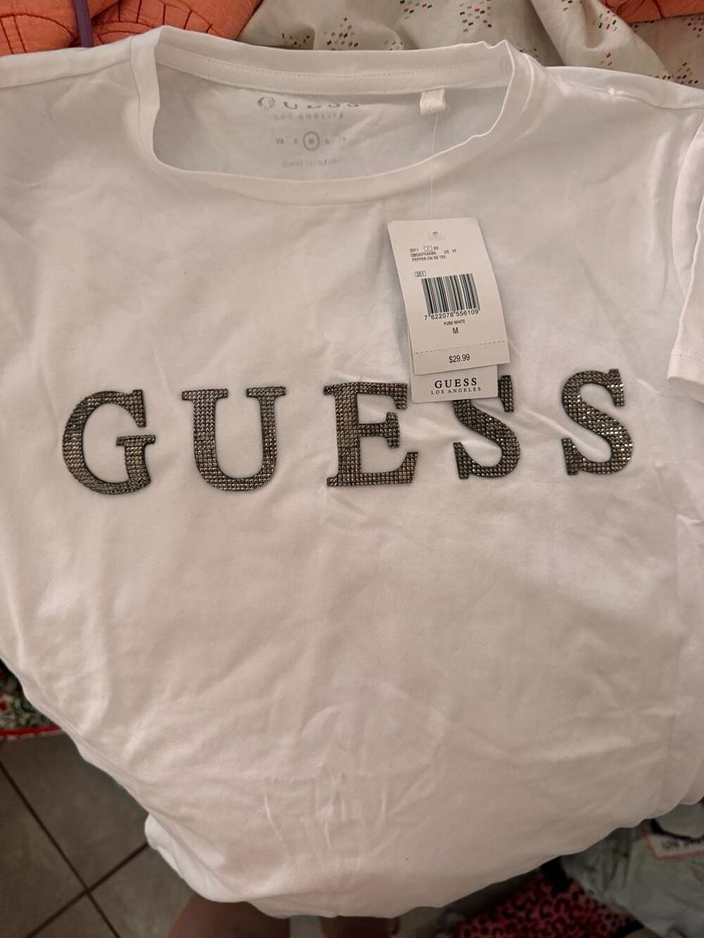 Guess Factory Pepper Rhinestone Logo Tee - Picture 5 of 7